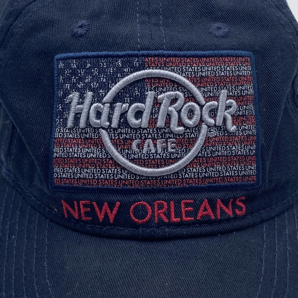 Hard Rock Cafe Hat‎ New Orleans Patriot Black Strapback Adjustable Cotton Slouch